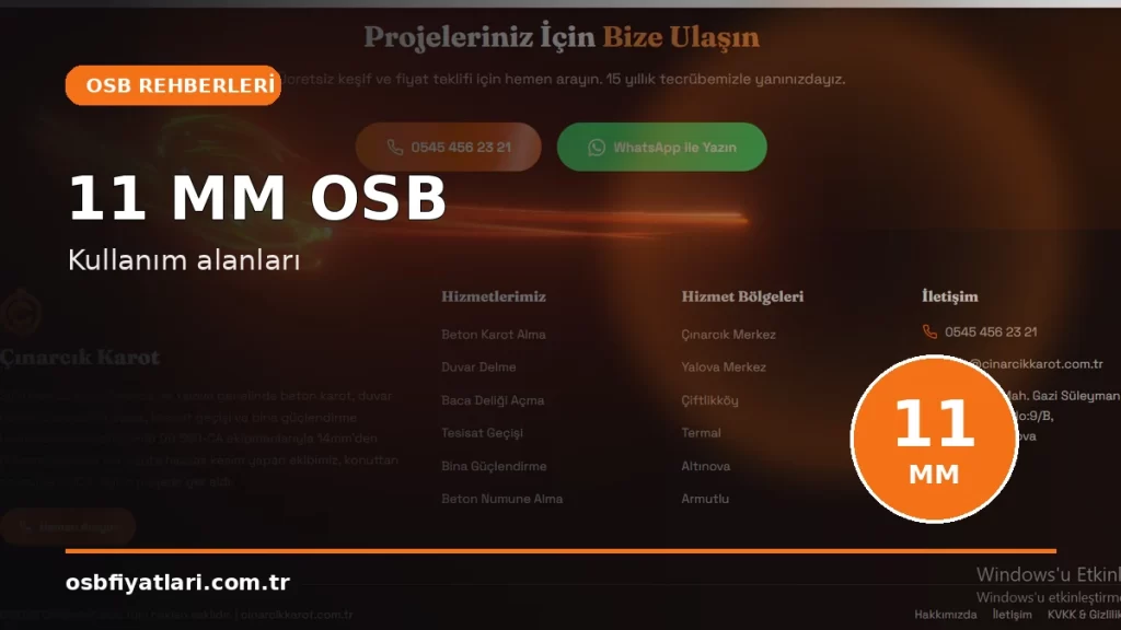 11 mm OSB kullanım alanları